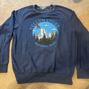Caution To The Wind Navy Yellowstone Crewneck Sweater